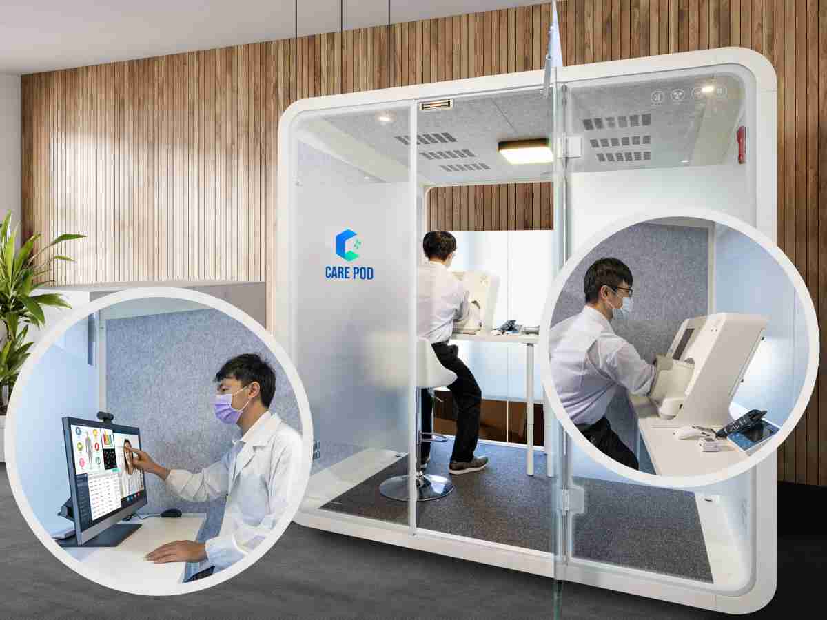 达擎于医疗科技展中展出＂远距诊疗舱＂，，，，以因应医疗数字化及社会高龄化趋势下、、复诊及慢性病患等族群对于远距看诊需求逐渐升高所推出的创新整合方案。。。。多功能合一、、高隐私性的远距诊疗舱可根据病患端与医师端的不同需求，，，提供弹性化及客制化功能，，节省医生和病患的精力及时间