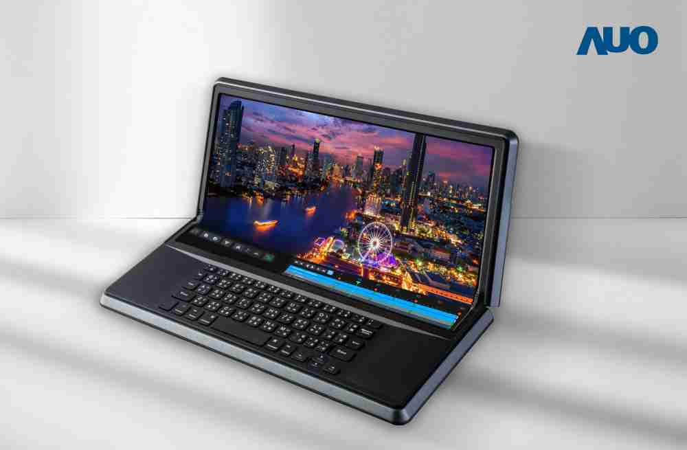 彩霸王14.6吋Micro LED折迭显示屏幕，，搭配半径4mm的弯折绞炼，，，，以及高画素、、高亮度、、、高对比度的显示技术特点，，，即便在大视角下仍保有绝佳色相与亮度