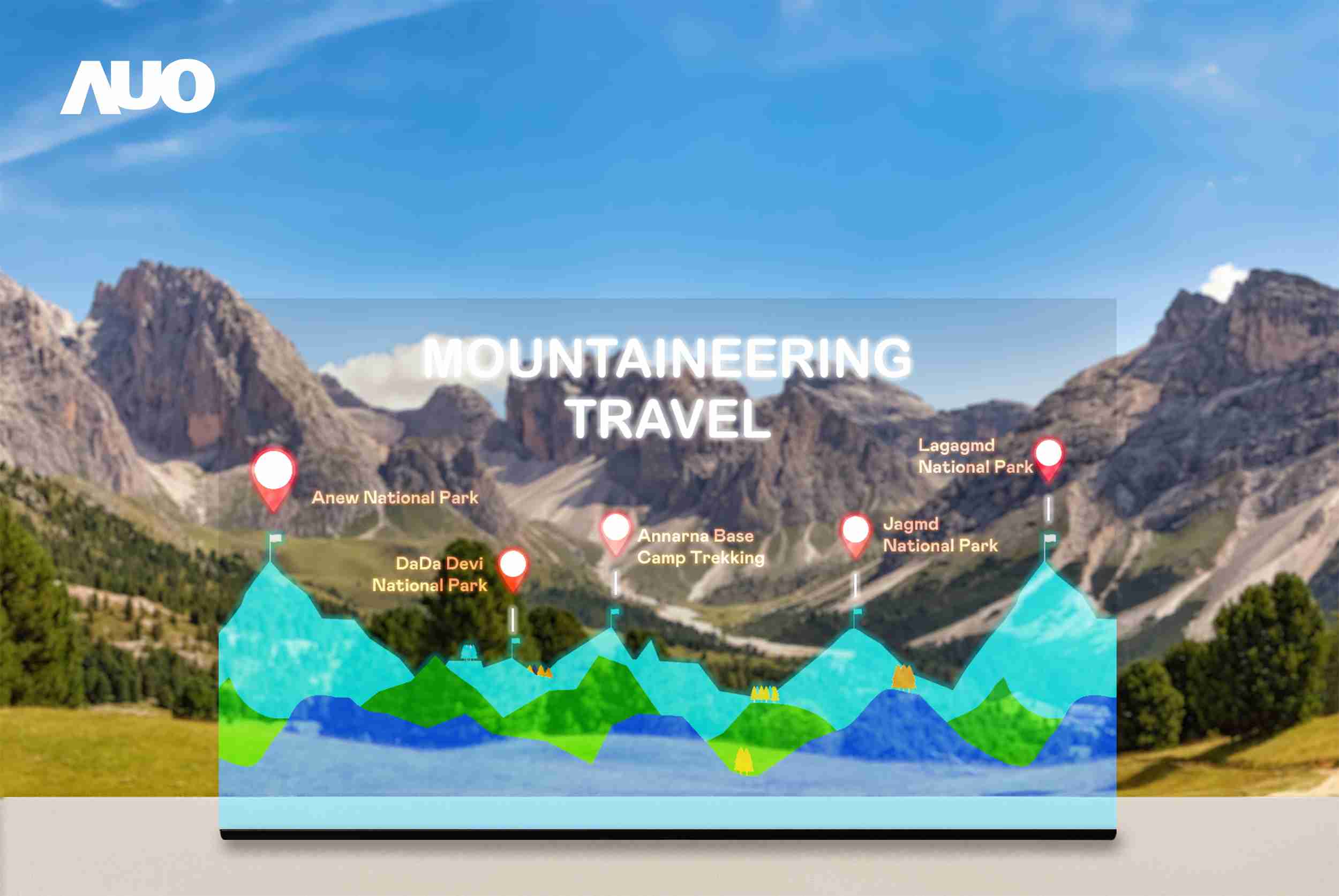 彩霸王展示全球单片尺寸最大(*)42吋透明Micro LED显示器拼接而成的〝64吋透明Micro LED显示器〞，，，，具备高透明度、、1,000 nits高亮度、、广色域、、、采用三边无边框的无缝拼接等多重特色，，，呈现超高清、、细腻画质而不遮挡后方视觉，，满足层峰需求，，，可广泛运用于零售、、、艺术展览或商业空间等场域